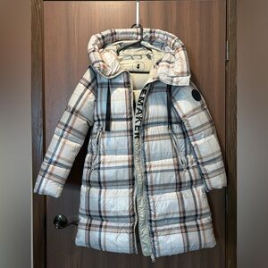 Save the Duck Women’s Plaid Hooded Puffer Ultra Light Plumtech Coat XS Rare